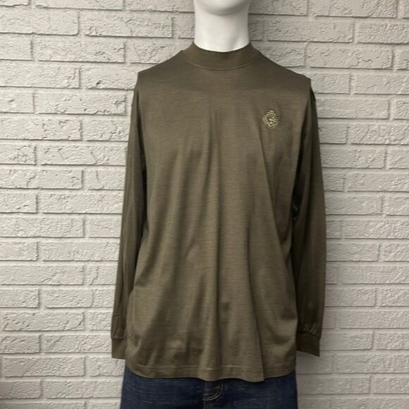 Bugatchi Men Green Cotton Crew Neck Long Sleeve T-Shirt Size M - Picture 1 of 10